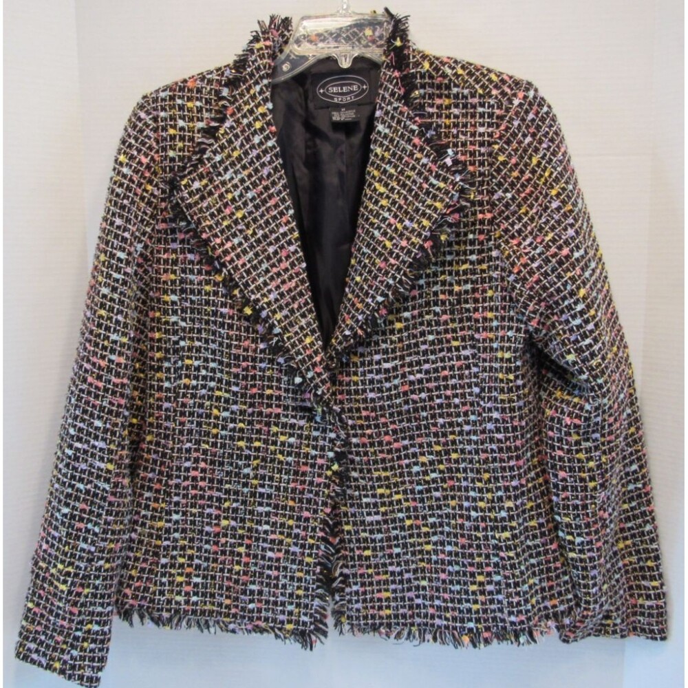 Selene Sport One Button Lined Black/Pastel/Metallic Gold Blazer/Jacket Size M